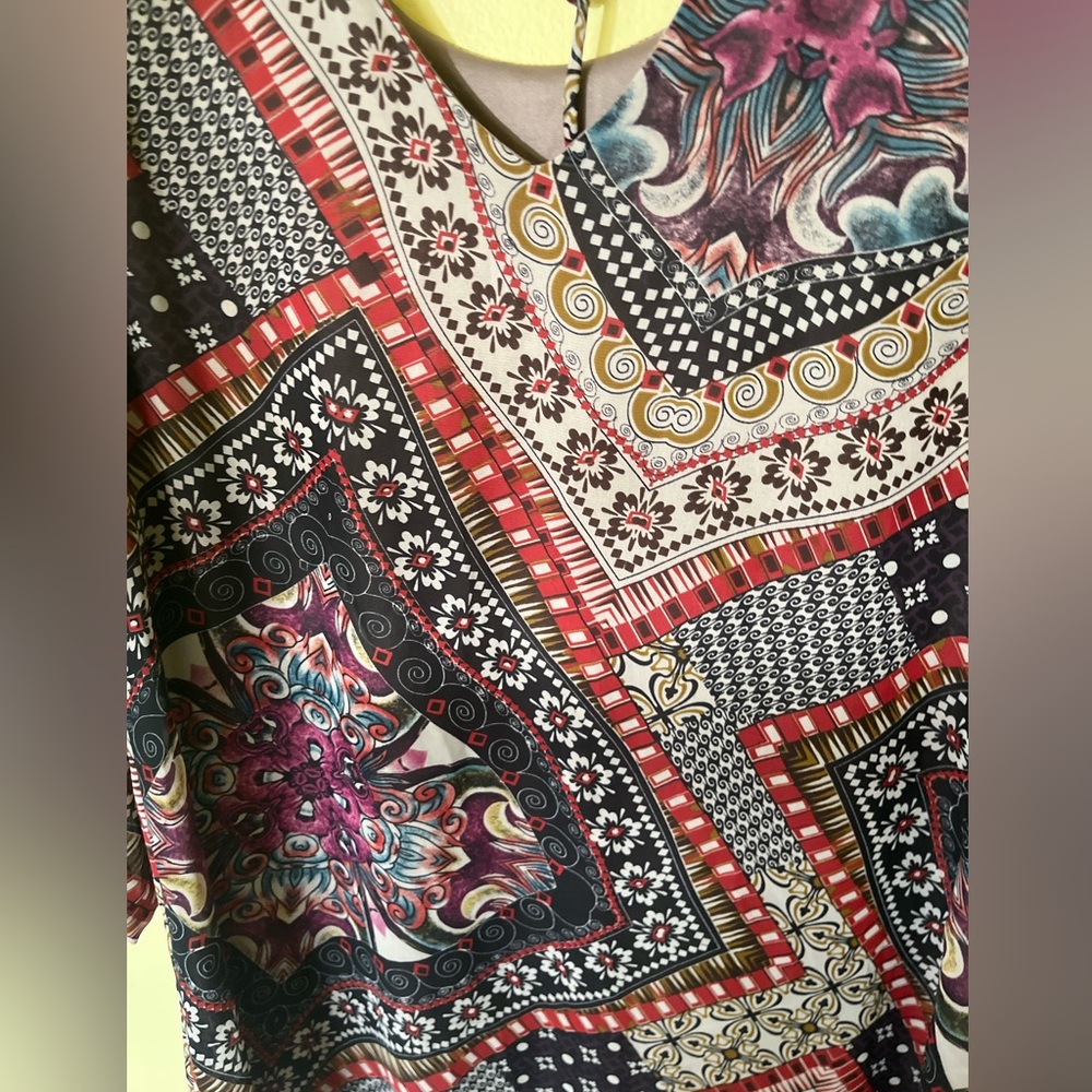Final Touch Multicolor Patchwork Tunic Top - image 4